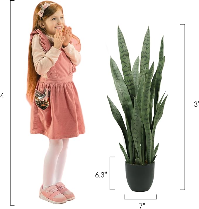 Solution4Patio 2PCS Artificial Sansevieria Trifasciata Prain 3 ft. Arbre Artificiel, Tropical Faux Snake Plant Greenery Realistic for Living Room, Home, Cafe or Office Corner Outdoor Indoor Decor