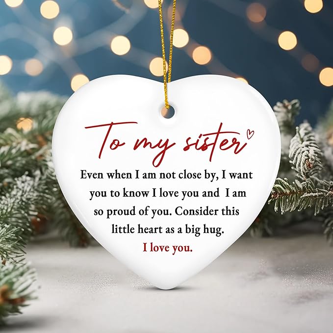 GEEMBI Christmas Sister Gifts for Women - Ceramic Christmas Ornaments 2025 for Tree Decorations - Soul Sister Birthday Appreciation Gifts for Sisters, Stocking Stuffers for Women, Sisters Ornament
