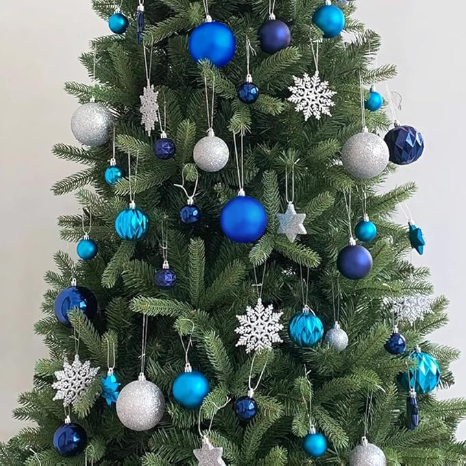 AMS 2.36''/60mm 34ct Christmas Ball Large Ornaments Party Decorations Shatterproof Festival Pendant Hangings for Xmas Tree Decor (60mm, Dark Blue)
