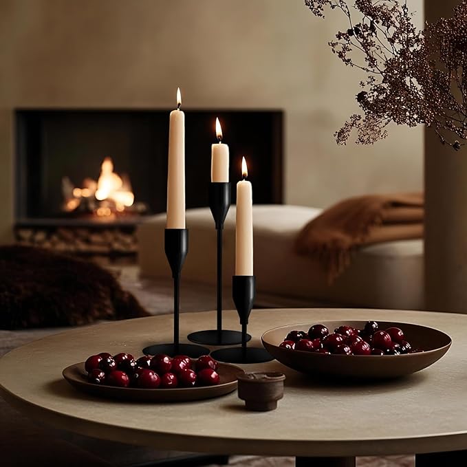 Black Taper Candle Holders for Wedding Table Centerpiece,Tall Taper Candlestick Holders Bulk Set of 6,Metal Candle Stick Holder Decor for Table or Mantel Centerpiece, Dinning, Party Home Decor