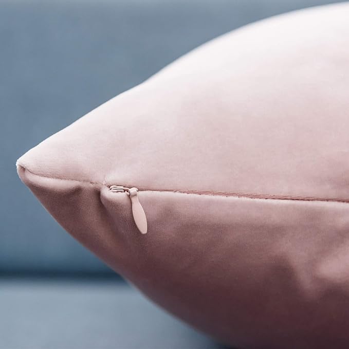 JUSPURBET Pink Throw Pillow Covers 18x18 inch Set of 2 Decorative Velvet Pillow Covers for Couch Sofa Bed Soft Cushion Covers Cases with Invisible Zipper for Living Room Home Decor