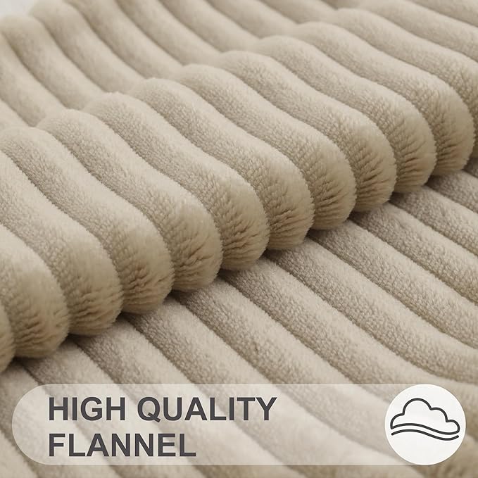 Simmore Decorative Christmas Throw Pillow Covers 24x24 Set of 2, Soft Natural Plush Flannel Double-Sided Fluffy Couch Pillow Covers for Sofa Living Room, Khaki