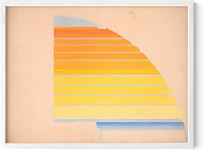 HAUS AND HUES Colorful Abstract Wall Art - Minimalist Retro Picture for Living Room Decor, Red and Pink Modern Wall Art Painting (Winold Reiss, White Frame, 12x16)