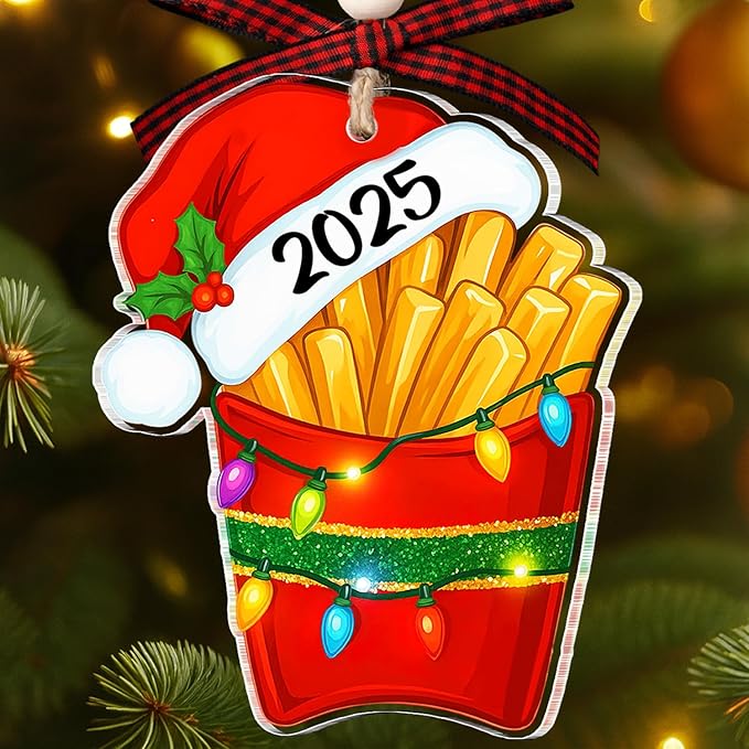 French Fries Ornaments - French Ornaments for Christmas Tree - Food Christmas Ornament - French Fries Gifts for Fast Food Lovers - Acrylic Ornament 2025