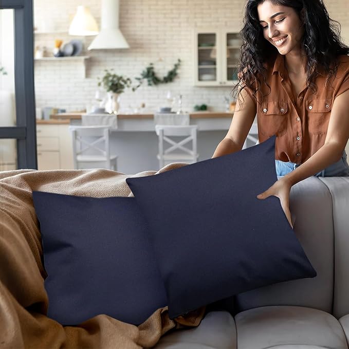 Covers & All Premium Square Throw Pillow Inserts with Covers Set of 4, 26 x 26 Inches Navy Blue, Decorative Cushions for Couch Sofa Home Decor Office Travel UV Resistant Waterproof Soft Cushions