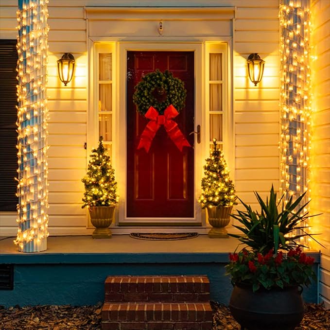JMEXSUSS 500 LED Warm White Christmas Lights Indoor Outdoor, 163ft Clear Wire Plug-in String Lights Bedroom, 8 Modes Remote Control Christmas Tree Light for Bedroom Tree Classroom