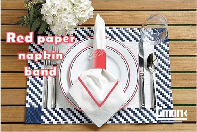 Gmark Paper Napkin Band Box of 2500 (Red), Paper Napkin Rings self Adhesive GM1048