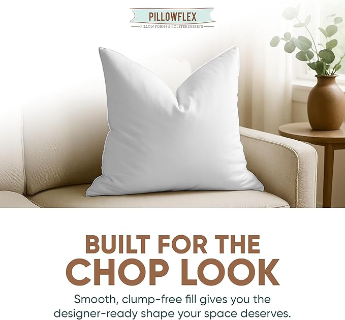 Pillowflex Synthetic Down Pillow Insert - 13x13 Down Alternative, Ultra Soft Throw Pillow, Small Sham Bed Sleeping Pillow - 1 Decorative Accent Form
