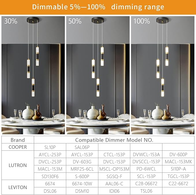Modern Kitchen Pendant Lighting Over Island Dimmable LED 3 Light Mini Pendant Light, Pendant Lights Kitchen Bedroom Modern Pendant Light Fixtures (Black Gold)