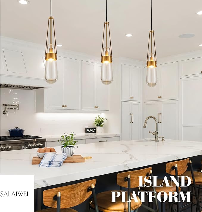 Raindrop Pendant Light Fixtures Set of 2, Brass Glass Pendant Lighting, Teardrops Gold Hanging Light Clear Solid Glass Pendant Light Modern Chandeliers for Dining Room Porch Living Room