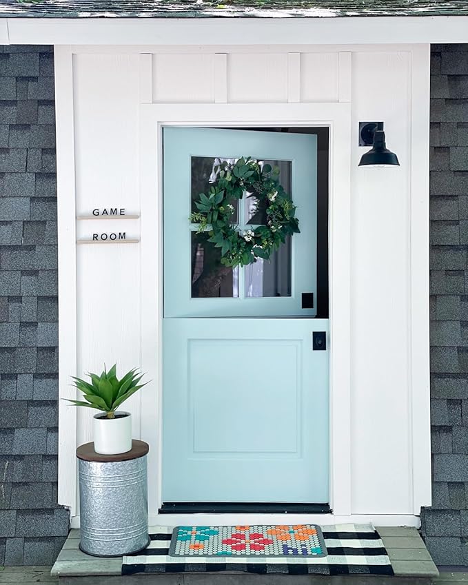Steel Lighting Co. Hawthorne Barn Light | Outdoor Wall Mounted | 8 inch Dome | 11 inch Straight Arm| Small Farmhouse Light Made in America | Black Exterior/White Interior