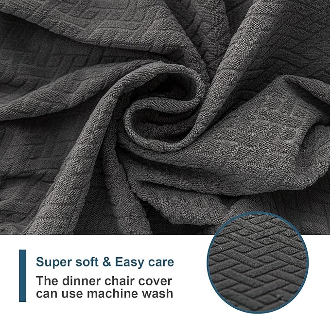 Genina Waterproof Seat Covers for Dining Room Chair Covers Waterproof Dining Chair Covers (4 PCS-Rear-Covered, Grey)