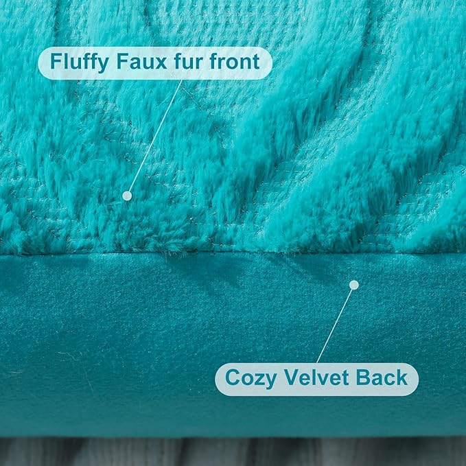 decorUhome Throw Pillow Covers 26x26 Inch Set of 2, Soft Plush Faux Wool Turquoise Solid Couch Pillow Covers, Accent Farmhouse Neutral Square Pillow Cases for Sofa Bed Living Room