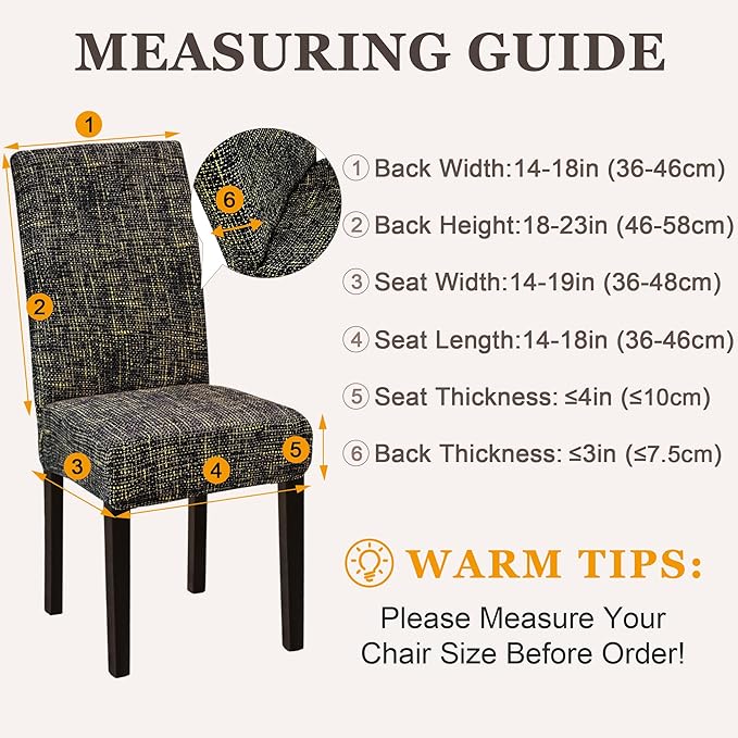 Sufdari Dining Chair Covers,Kitchen Chair Cover,Parsons Chair Slipcover,Spandex Chair Protectors for Dining Room Stretch Chairs Cover Set of 6 -Hemp Coffee