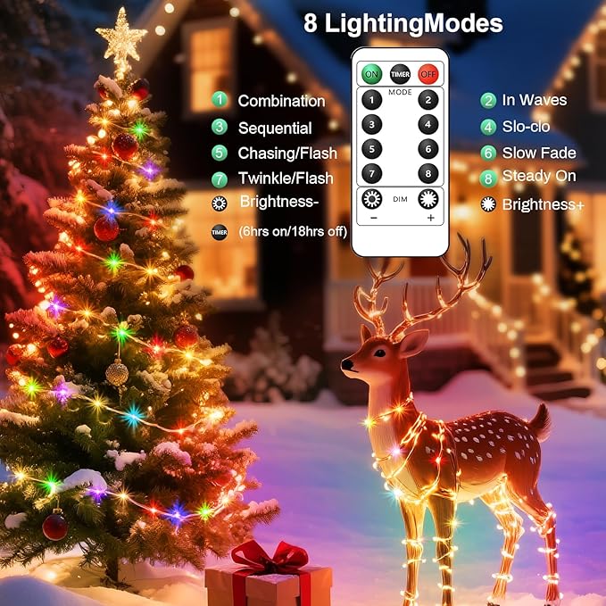 1Pack USB Plug in Fairy String Lights,16ft 50 LED Copper with Remote and Timer, 8 Modes Waterproof Twinkle String Lights Battery Powered for Bedroom Indoor Party Wedding Christmas Decoration