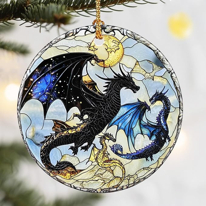 Christmas Ornaments, Dodosky 2.8in Ceramic Dragon Ornament, Xmas Decor, Christmas Tree Ornaments, Xmas Decorations for Tree, Holiday Ornament, Gift Ideas, Dragon Lovers Gifts, Gifts for Friends