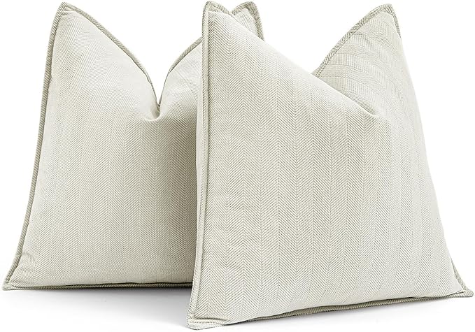 MIULEE Pack of 2 Christmas Cream White Decorative Pillow Covers 16x16 Inch Soft Chenille Luxurious Couch Throw Pillows Farmhouse Cushion Covers with Elegant Design for Sofa Bedroom Living Room Decor
