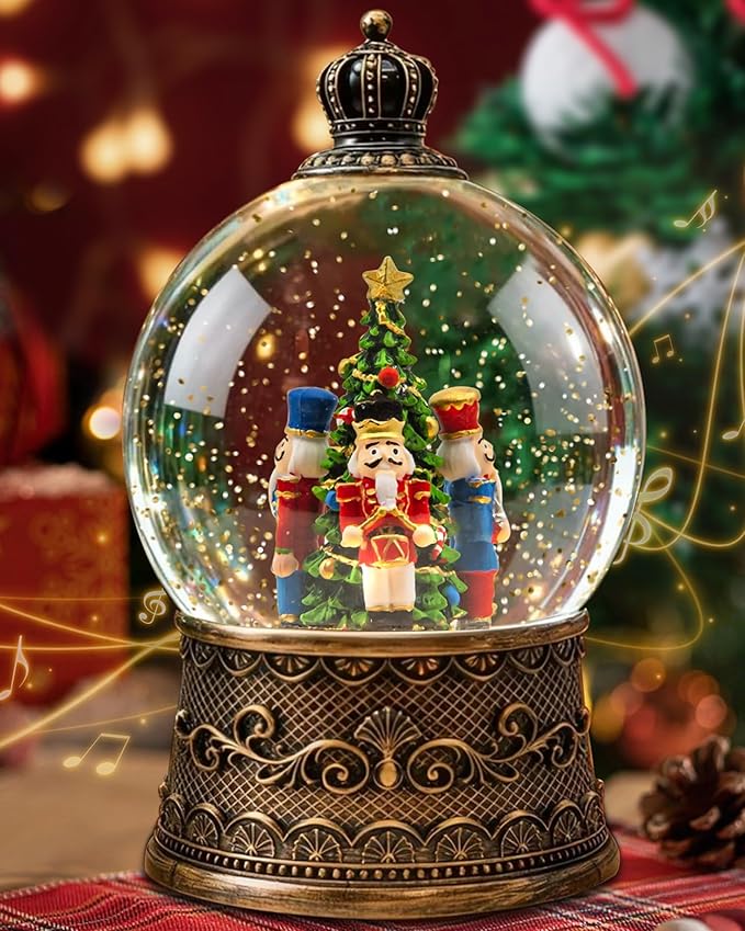 Christmas Tree Snow Globe Light up Lantern with 8 Songs, 6.69" Christmas Snow Globes for Kids Adults, 6H Timer & Dual Power, Snowglobes Christmas Decorations Indoor, Gifts for Women Men