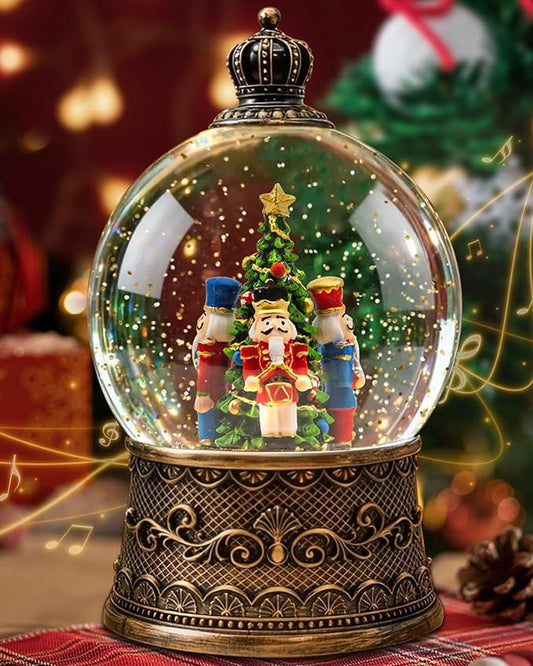 Christmas Tree Snow Globe Light up Lantern with 8 Songs, 6.69" Christmas Snow Globes for Kids Adults, 6H Timer & Dual Power, Snowglobes Christmas Decorations Indoor, Gifts for Women Men