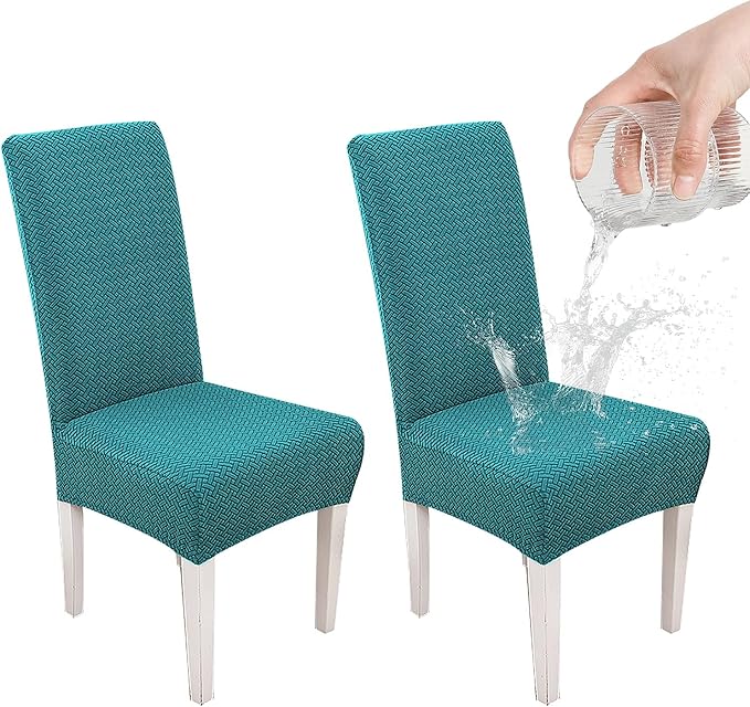 Parsons Dining Chair Cover, Detachable,Retractable,Sofa Chair Cover (2, Peacock Blue)