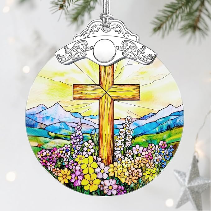 Religious Christmas Ornaments: Christian Cross Ornament, Christmas Tree Decorations, Christian Holiday Decor, Stocking Stuffers, Xmas Gift, Religious Gifts, Christian Gifts for Her & Him
