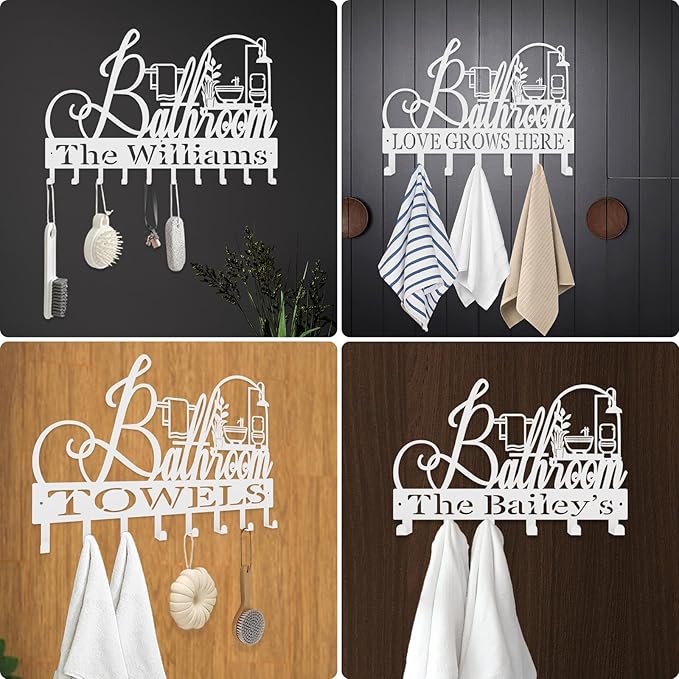 Personalized Metal Key Rack Hooks, Key Holder Wall Mounted Key Hooks, Bathrom Theme Wall Decoration Hooks, Key Hanger Organizer for Living Room, Entryway, Bathroom, Office Decor