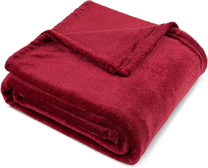 PAVILIA Wine Burgundy Throw Blanket for Couch Twin Size, Dark Red Maroon Super Soft Fuzzy Flannel Throw for Sofa, Luxury Plush Microfiber Blanket Twin Bed, Home Decorative Velvet Gift Blanket, 60x80