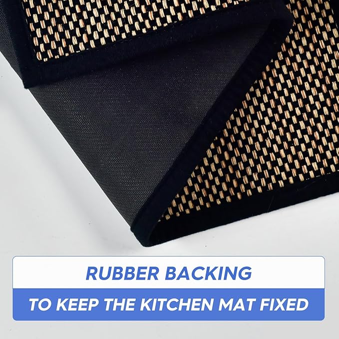Artoid Mode Washable Non Skid Kitchen Rugs and Mats Doormat, Absorbent Door Mat Rugs for Kitchen Floor Front of Sink Hallway Black 17x29 Inch