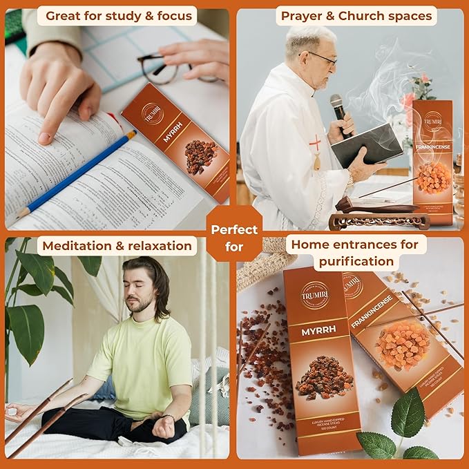 Frankincense & Myrrh - Combo Pack of Incense Sticks - 100 Inscents-Sticks of Each Scent - Total 200 Insence - Non Toxic Incienso for Smudge Rituals and Spiritual Cleansing of Negative Energies