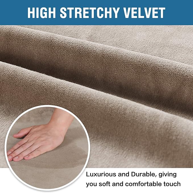 H.VERSAILTEX Velvet Dining Chair Covers Stretch Chair Covers for Dining Room Set of 2 Parson Chair Slipcovers Chair Protectors Covers Dining, Soft Thick Solid Velvet Fabric Washable, Taupe