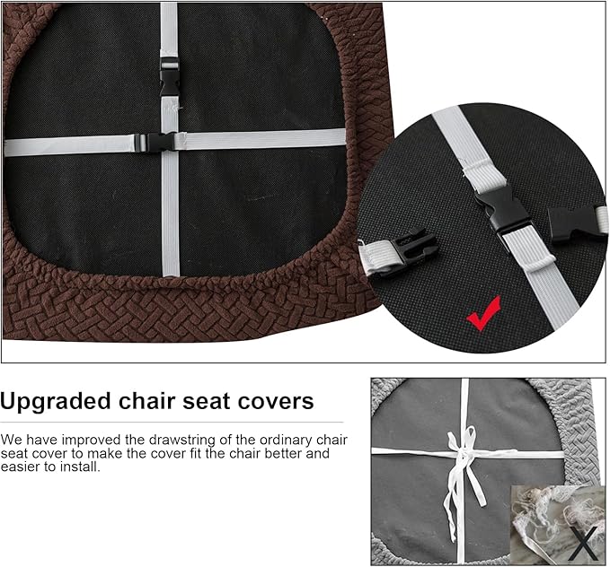 Genina Waterproof Seat Covers for Dining Room Chairs Covers Dining Chair seat Covers Kitchen Chair Covers slipcovers (Chocolate, 2 Pcs)