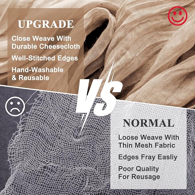 Wokceer Cheesecloth Table Runner Nude Brown 10FT Boho Gauze Cheese Cloth Table Runner for Party Long Rustic Sheer Table Runners for Baby Bridal Shower Wedding Easter Table Decor
