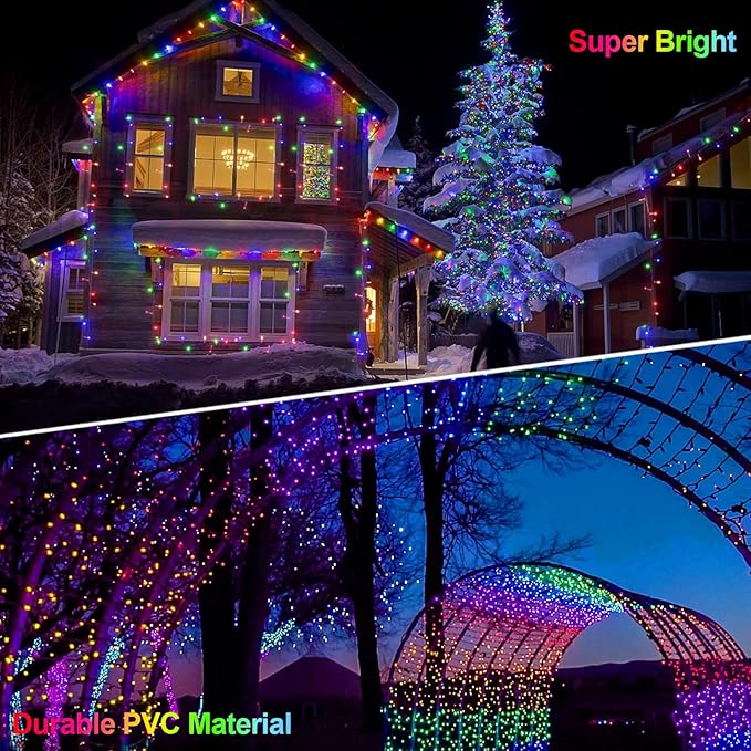 590FT 1500 LED Christmas Lights Twinkle Fairy Lights Outdoor Waterproof Super Long LED String Lights 8 Modes & Timer for Xmas Yard Tree Patio Wedding Holiday Party Decorations(Multicolor)