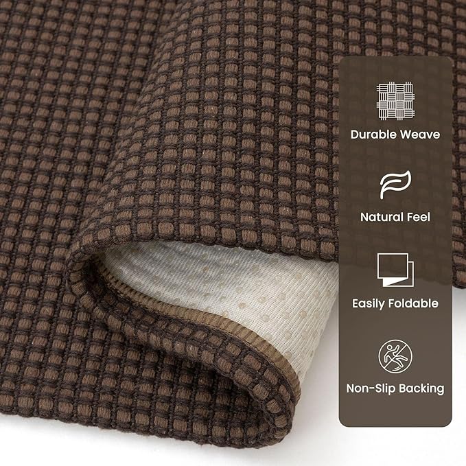 Braided Runner Rug 3x8 Ft Washable Runners for Hallways Non Slip Rubber Backed Kitchen Runners Cotton Entryway Runner Indoor, Woven Floor Carpet for Hall Kitchen Bedroom, Brown