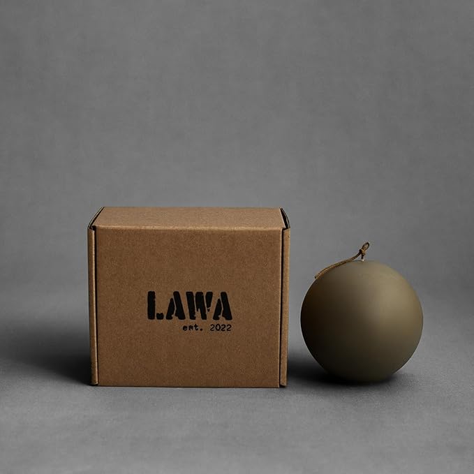 LAWA Sphere Candle - Beautiful Handmade Pillar Scented Soy Wax Elegant Aesthetic Candle Housewarming Gift Home Room Shelf Decor Idea (Earthy Green, Large)