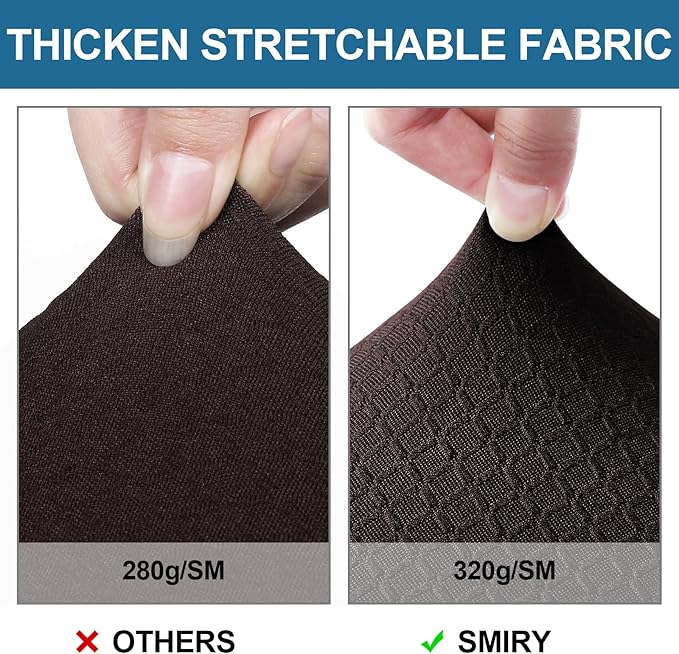 Smiry Waterproof Seat Covers for Dining Room Chairs Set of 4, Stretch Jacquard Removable Washable Chair Seat Slipcovers Protector, No Rear Covers, Brown