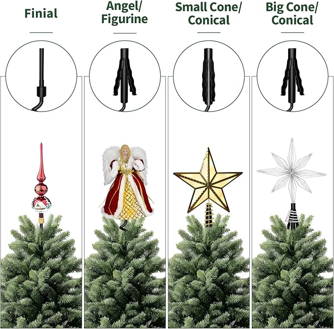 Christmas Tree Topper Holder -Universal Twist On Tree Topper Stabilizer Xmas Tree Topper Support Adjustable Secure Attachment for Star Angel Snowflake Ornaments Fit Most Christmas Trees & Topper Bases