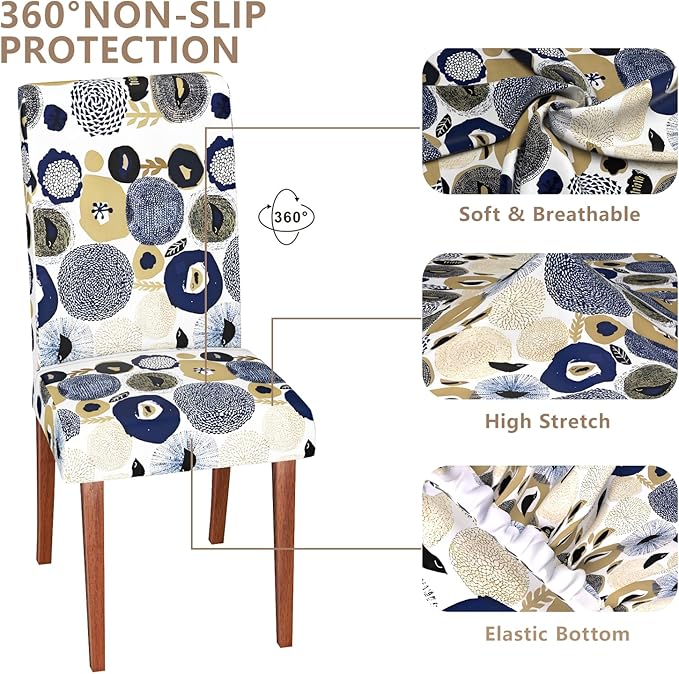 Stretch Dining Chair Covers Set of 2,Floral Print Chair Covers,Soft Removable Washable,Pet Friendly Furniture Protector,Universal Chair Slipcovers for Home, Kitchen,Ceremony Dining Room Seat