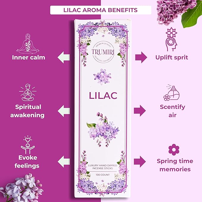 Lilac Incense Sticks - Pack of 100 Inscents-Sticks - Inciensos Aromaticos para La Casa - Made with Natural Insence Ingredients - Scented Insense Non Toxic Incents