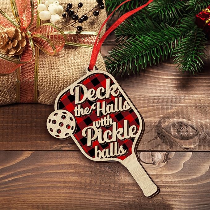 FLAGWIX Christmas Pickleball Gifts for Women Men - Wooden Christmas Ornaments 2025 for Tree Decorations - Birthday Gifts for Pickleball Lovers Friend, Xmas Decorations Pickleballs Ornaments