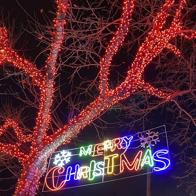 YEGUO 66ft 200 LED Red Christmas Lights Outdoor Waterproof, Green Wire String Lights Indoor, 8 Modes Twinkle Lights for Christmas Tree Plug in with Timer Memory