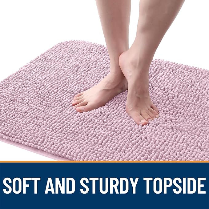 OLANLY Dog Door Mat for Muddy Paws 47x20, Absorbs Moisture and Dirt, Absorbent Non-Slip Washable Doormat, Quick Dry Chenille Mud Mat for Dogs, Entry Indoor Entryway Carpet for Inside Floor, Dusty Rose