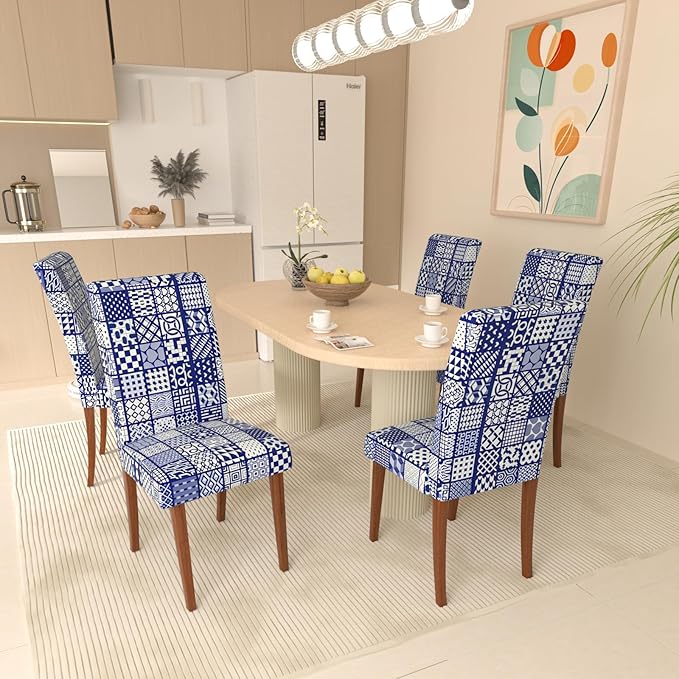 Stretch Dining Chair Covers Set of 4,Floral Print Chair Covers,Soft Removable Washable,Pet Friendly Furniture Protector,Universal Chair Slipcovers for Home, Kitchen,Ceremony Dining Room Seat