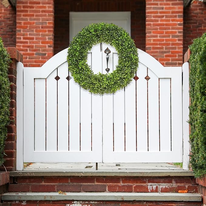 Boxwood Wreaths for Front Door 20 inch Artificial Spring Wreath Green Year Round Wall Window Porch Wedding Home Farmhouse St Patricks Day Indoor Outdoor Decorations