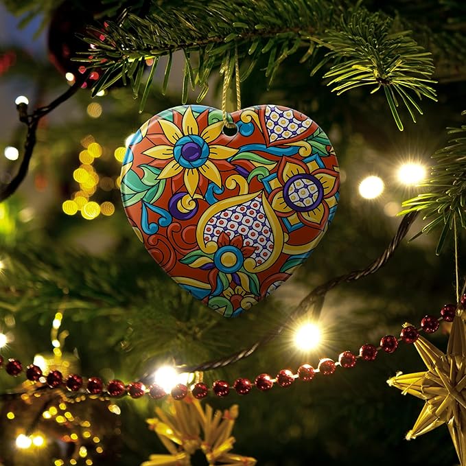 Christmas Ornaments 2025,Mexican Talavera Ornaments for Christmas Tree Holidays Ornaments Decorations,adornos de Navidad Ceramic Ornaments Xmas Gifts Idea for Home Decor