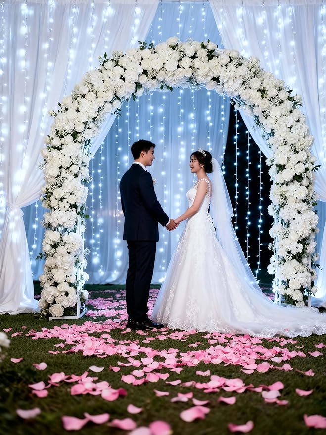 Cool White LED Curtain Lights, 300 LEDs 10 Strands with Remote Control, 8 Modes Timer USB Powered, Hanging String Lights for Bedroom Wedding Christmas Party Window Decor