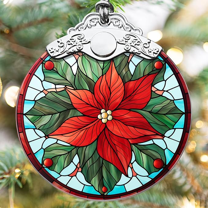 Touber Poinsettia Christmas Ornament, Christmas Ornaments for Tree, Christmas Tree Decor, Holiday Ornament