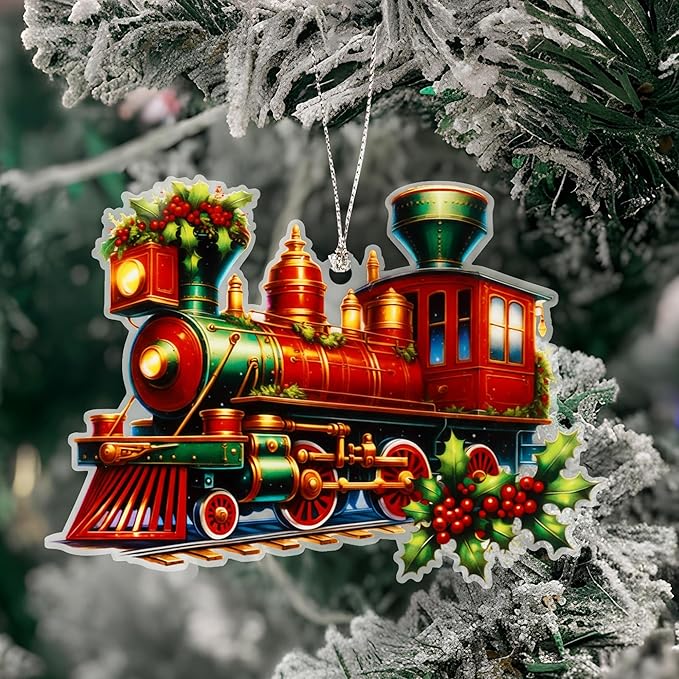 Christmas Ornaments 2025, Train Ornaments for Christmas Tree, Funny Christmas Ornaments, Vintage Classic Holiday Locomotive Decoration, Festive Train Collectible Keepsake for Home and Gifts