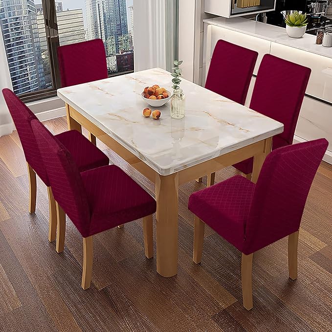 Genina Waterproof Dining Room Chair Covers - Kitchen & Parsons Chair Covers (Wine Red, 2 PCS)