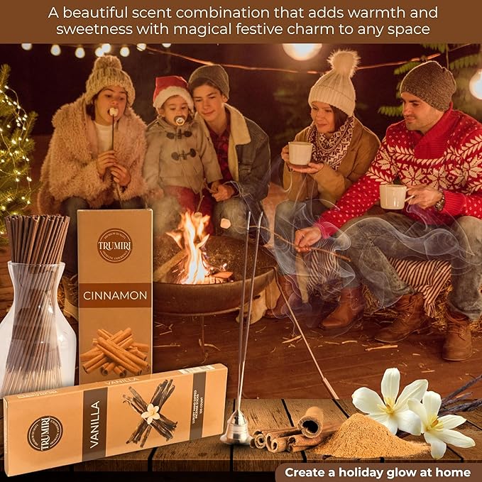 Cinnamon & Vanilla - Combo Pack of Incense Sticks - 100 Insence-Sticks of Each Scent - Total 200 Inscents - Inciensos Aromaticos para La Casa - Made with Natural Non Toxic Ingredients
